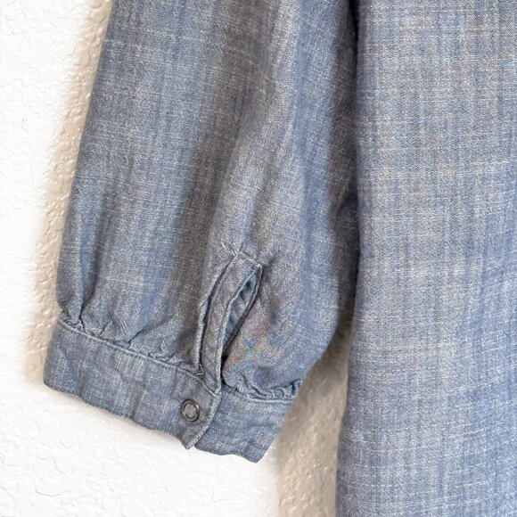 Patagonia Women's Settler's Top Size 8 Chambray Blue 3/4 Sleeve Henley Snaps - Picture 4 of 6